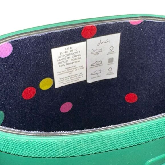 Joules winter Neoprene Lined Green Rain Boots sz 10 Rubber garden, puddle, cute - Picture 9 of 9
